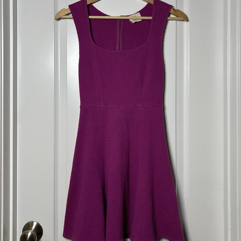 Pins & Needles Urban Outfitters Purple Textured Fit & Flare Skater Mini Dress